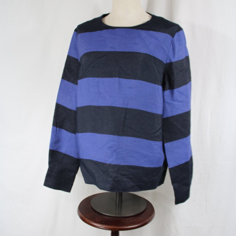Banana Republic Women's Shimmer Stripe Long Sleeve Blouse Size M Blue